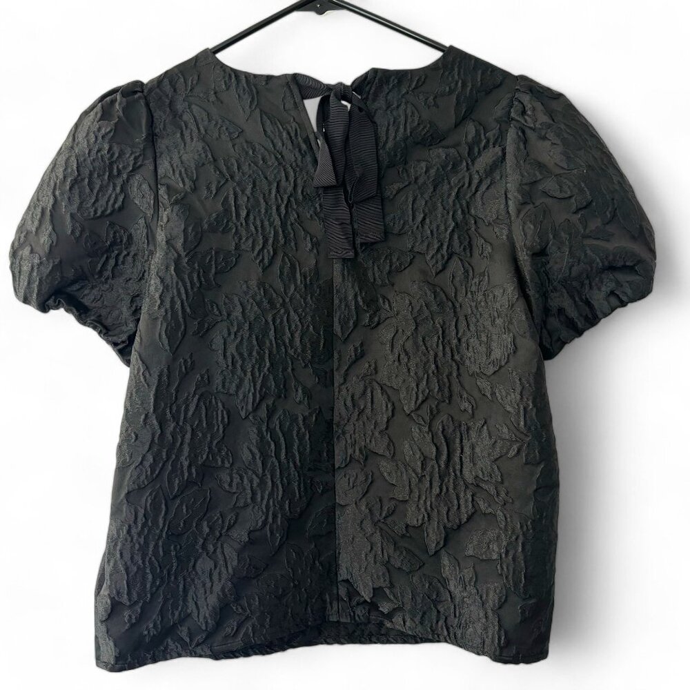 J.Crew Floral Jacquard Puff-Sleeve Top - Picture 2 of 7